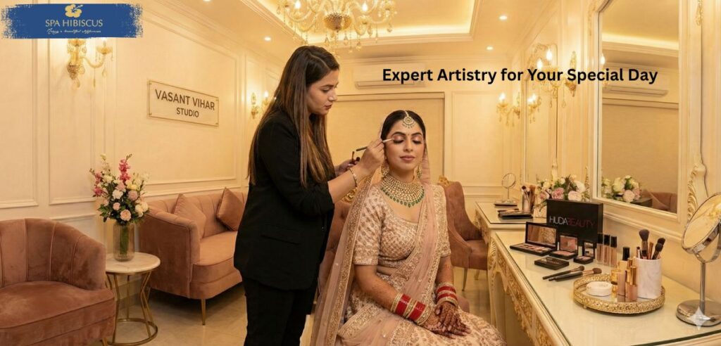 Stunning bride with perfect bridal makeup by The Bridal Studio in Vasant Vihar