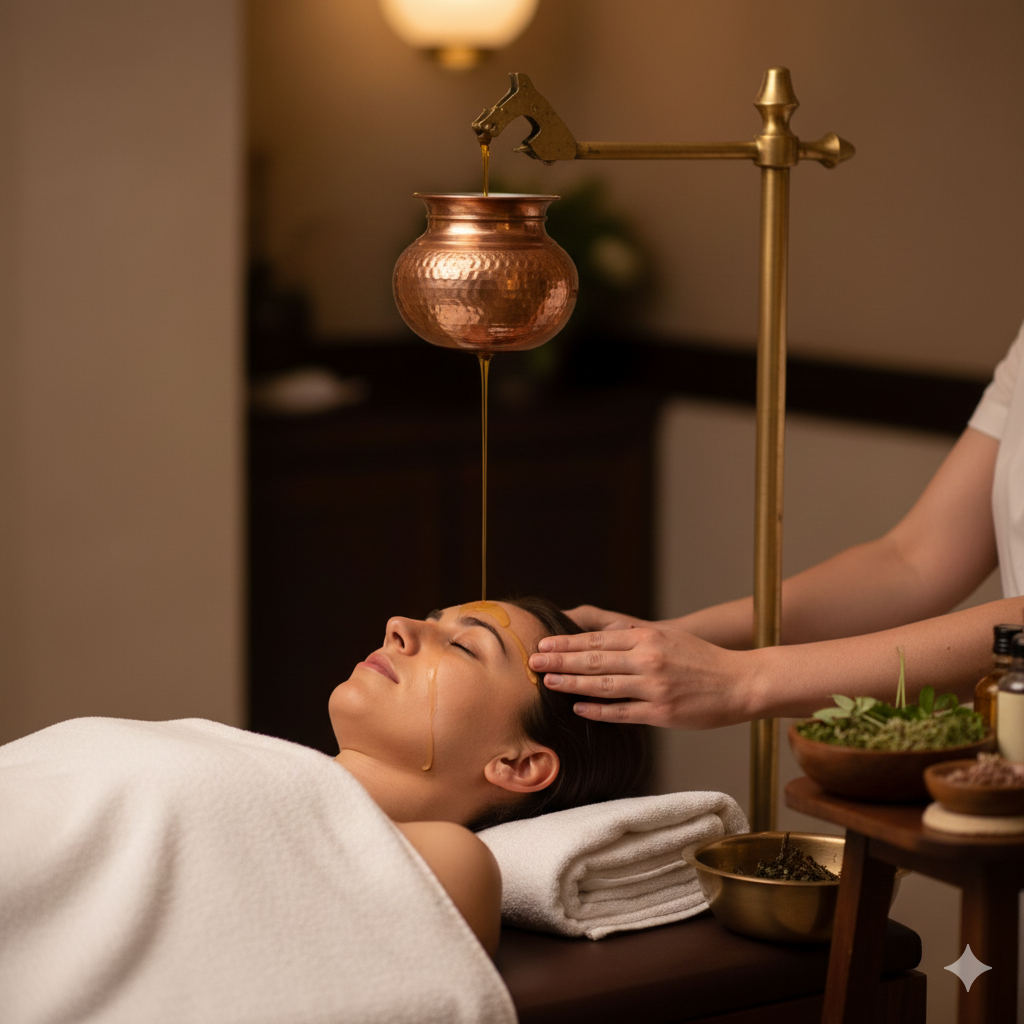 Authentic Ayurvedic Shirodhara Treatment at Spa Hibiscus - Leading Wellness Spa in Chandigarh