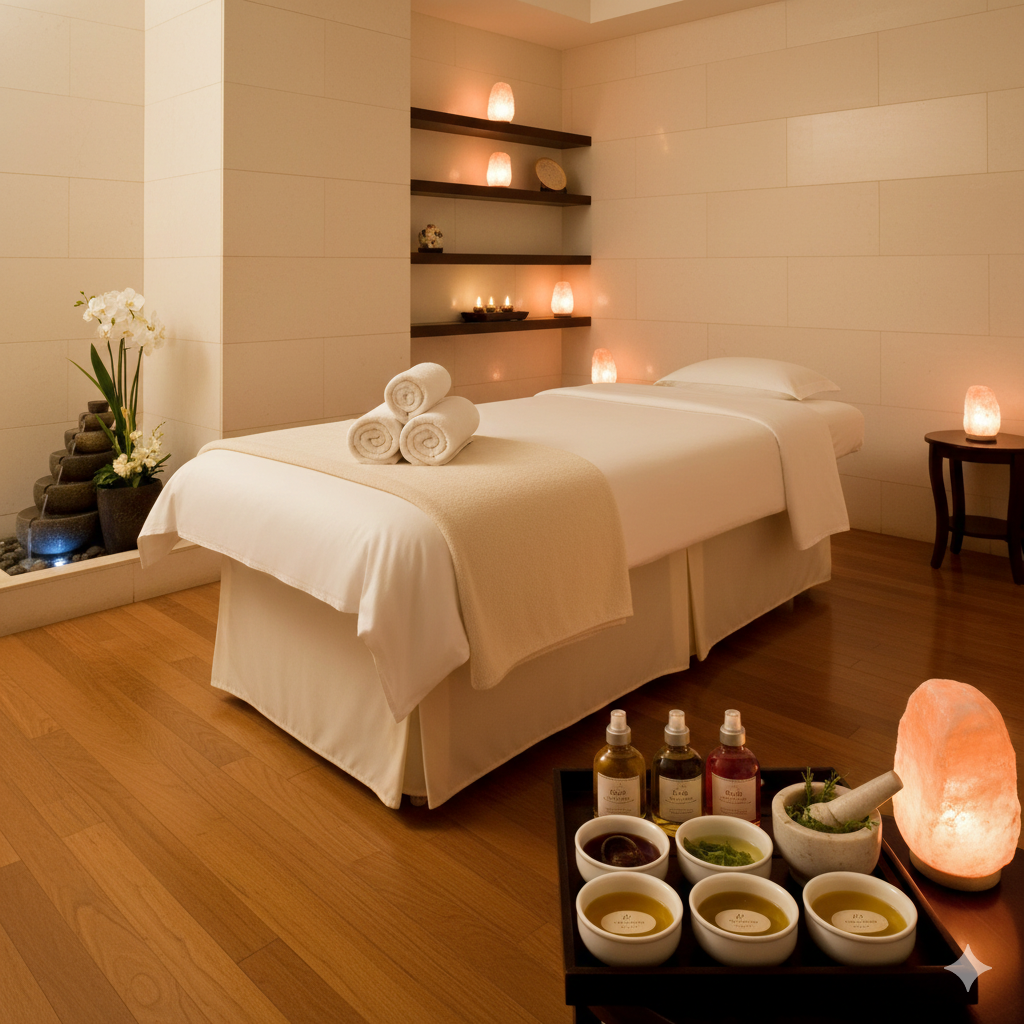 Luxury Spa Interior at Spa Hibiscus Vasant Vihar - Premium Ayurvedic Treatment Room