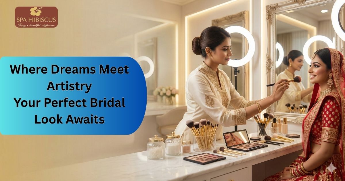 Professional bridal makeup artist working at Spa Hibiscus India, East Delhi luxury salon
